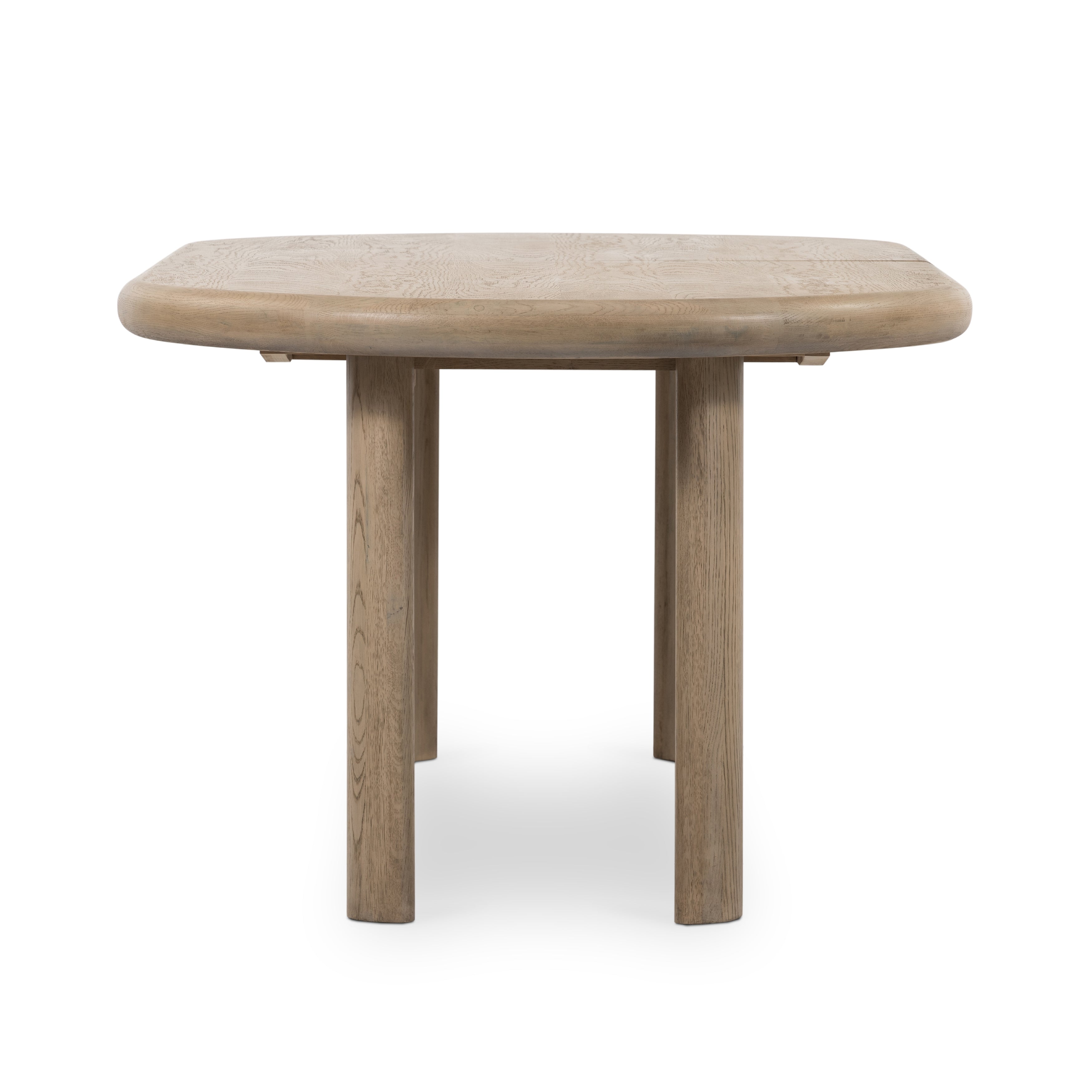 Featuring Jaylen Extension Dining Table - Yucca Oak by Four Hands at Amethyst Home. The rounded edges of this Jaylen Extension Dining Table - Yucca Oak are so dreamy. Made from solid oak with an oak veneer, this both a kid friendly and beautiful table to add to any dining room or kitchen area! The extension piece is self-storing and allows entertainment per.  Amethyst Home provides interior design, new home construction design consulting, vintage area rugs, and lighting in the Portland metro area.