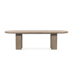 Featuring Jaylen Extension Dining Table - Yucca Oak by Four Hands at Amethyst Home. The rounded edges of this Jaylen Extension Dining Table - Yucca Oak are so dreamy. Made from solid oak with an oak veneer, this both a kid friendly and beautiful table to add to any dining room or kitchen area! The extension piece is self-storing and allows entertainment perf.  Amethyst Home provides interior design, new home construction design consulting, vintage area rugs, and lighting in the Houston metro area.