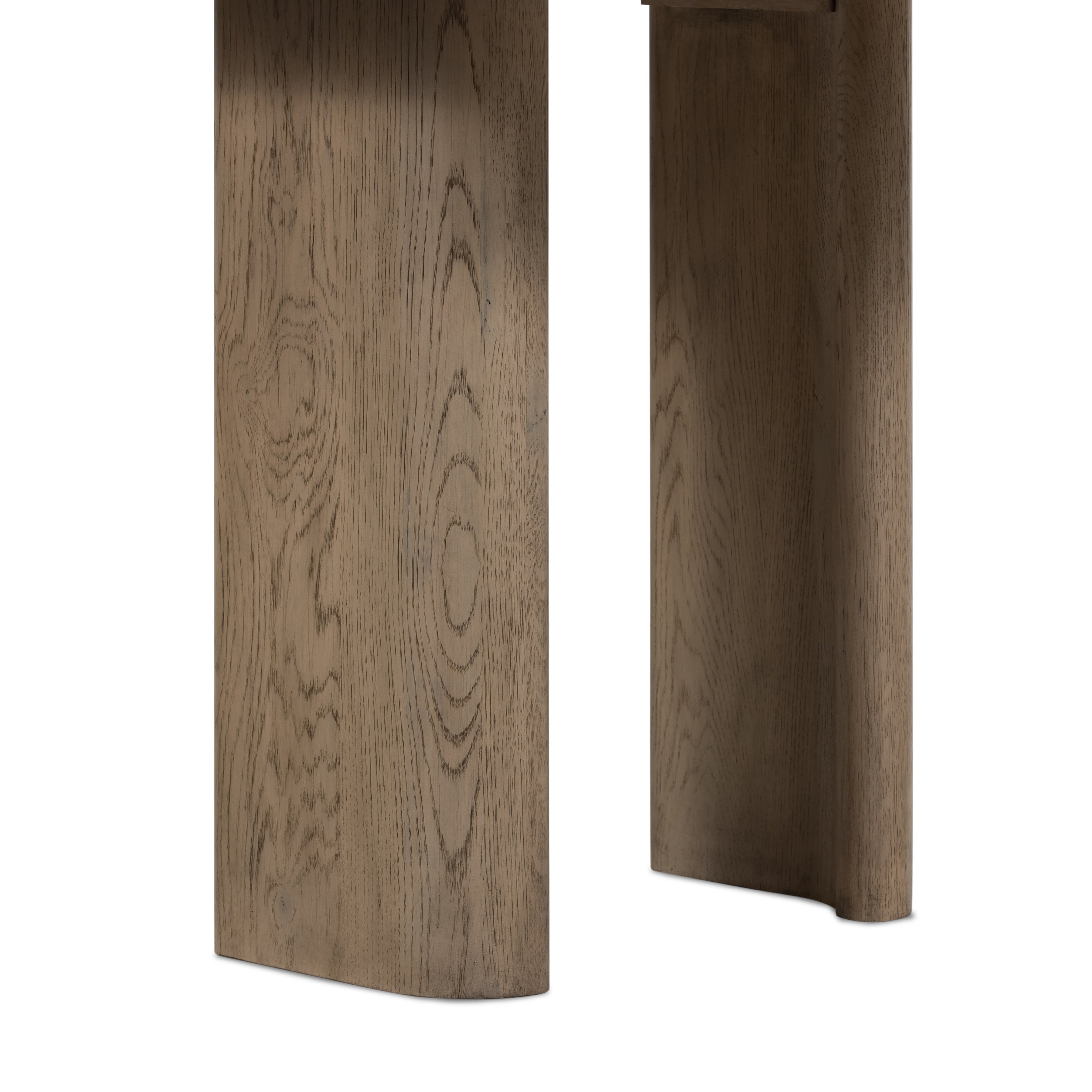 Featuring Jaylen Extension Dining Table - Yucca Oak by Four Hands at Amethyst Home. The rounded edges of this Jaylen Extension Dining Table - Yucca Oak are so dreamy. Made from solid oak with an oak veneer, this both a kid friendly and beautiful table to add to any dining room or kitchen area! The extension piece is self-storing and allows entertainment perfe.  Amethyst Home provides interior design, new home construction design consulting, vintage area rugs, and lighting in the Austin metro area.