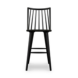 Featuring Lewis Windsor Bar + Counter Stool - Black Oak by Four Hands at Amethyst Home. A clean, modern take on the traditional Windsor. This tall and beautiful Windsor Bar Stool is wire-brushed to highlight the cathedral grain of black oak.
Bar Stool Overall Dimensions: 18.25"W x 20.25"L x 44.25"HSeat Depth: 16.50"Seat Height: 29"
Counter Stool Overall Dimens.  Amethyst Home provides interior design, new home construction design consulting, vintage area rugs, and lighting in the Omaha metro area.