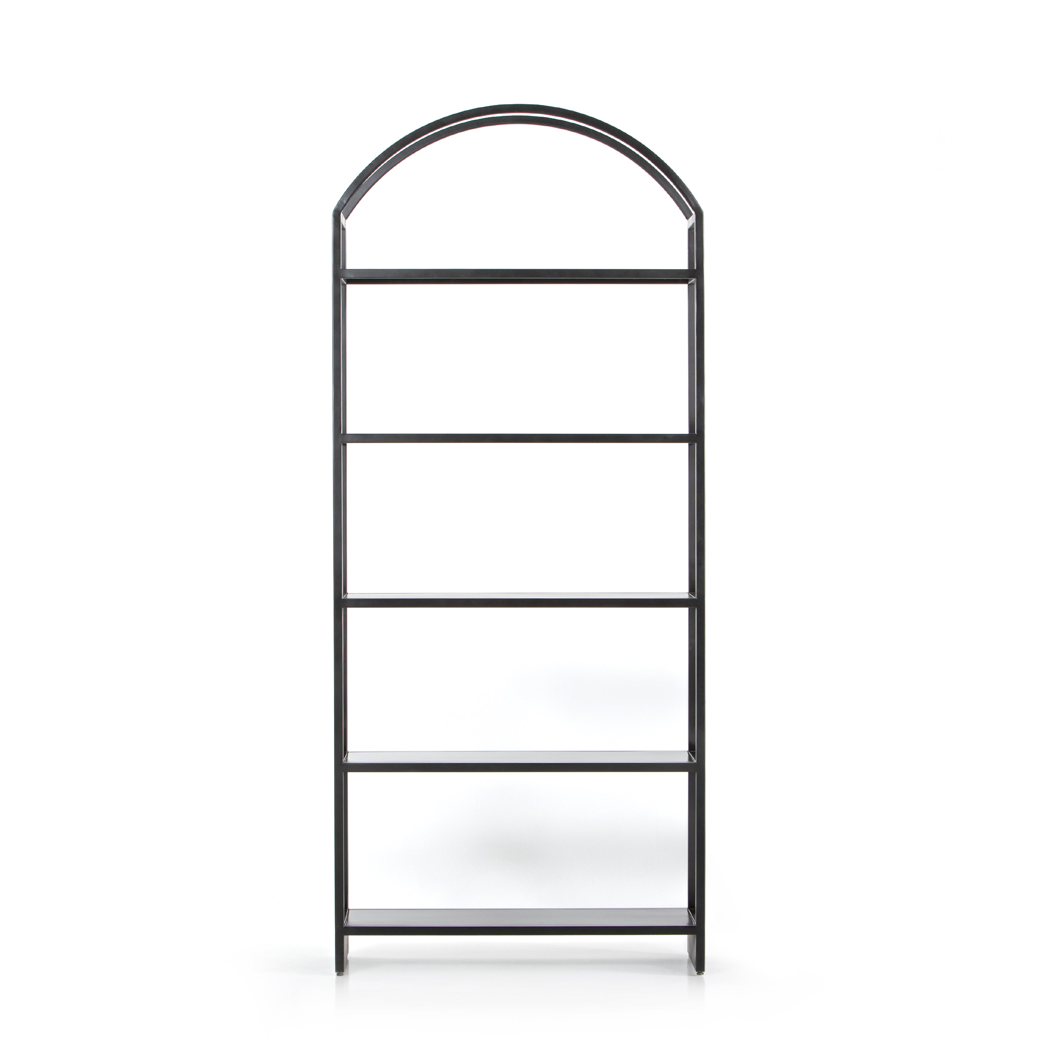 Featuring Loomis Bookcase - Black by Four Hands at Amethyst Home. This Loomis Bookcase - Black is sleek, simple and beautifully on-trend. Black-finished iron forms an airy open frame, with an arched top for modernity in any office, living, or other space!
Overall Dimensions: 39.50"W x 15.75"L x 93"H
Colors: BlackMaterials: IronWeight: 105.82 lbVolume: .  Amethyst Home provides interior design, new home construction design consulting, vintage area rugs, and lighting in the Newport Beach metro area.