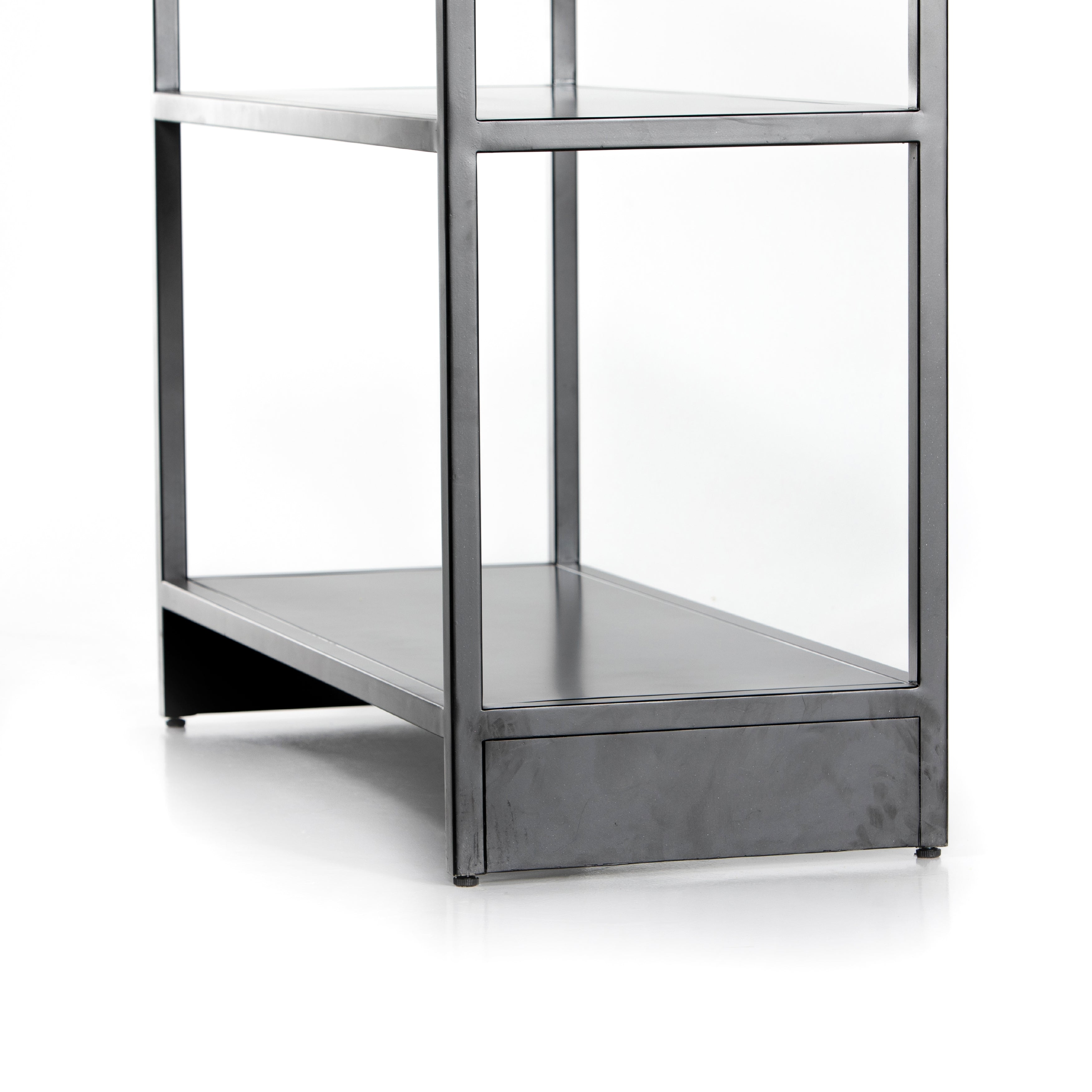 Featuring Loomis Bookcase - Black by Four Hands at Amethyst Home. This Loomis Bookcase - Black is sleek, simple and beautifully on-trend. Black-finished iron forms an airy open frame, with an arched top for modernity in any office, living, or other space!
Overall Dimensions: 39.50"W x 15.75"L x 93"H
Colors: BlackMaterials: IronWeight: 105.82 lbVolume: 50.32 cu.  Amethyst Home provides interior design, new home construction design consulting, vintage area rugs, and lighting in the Omaha metro area.