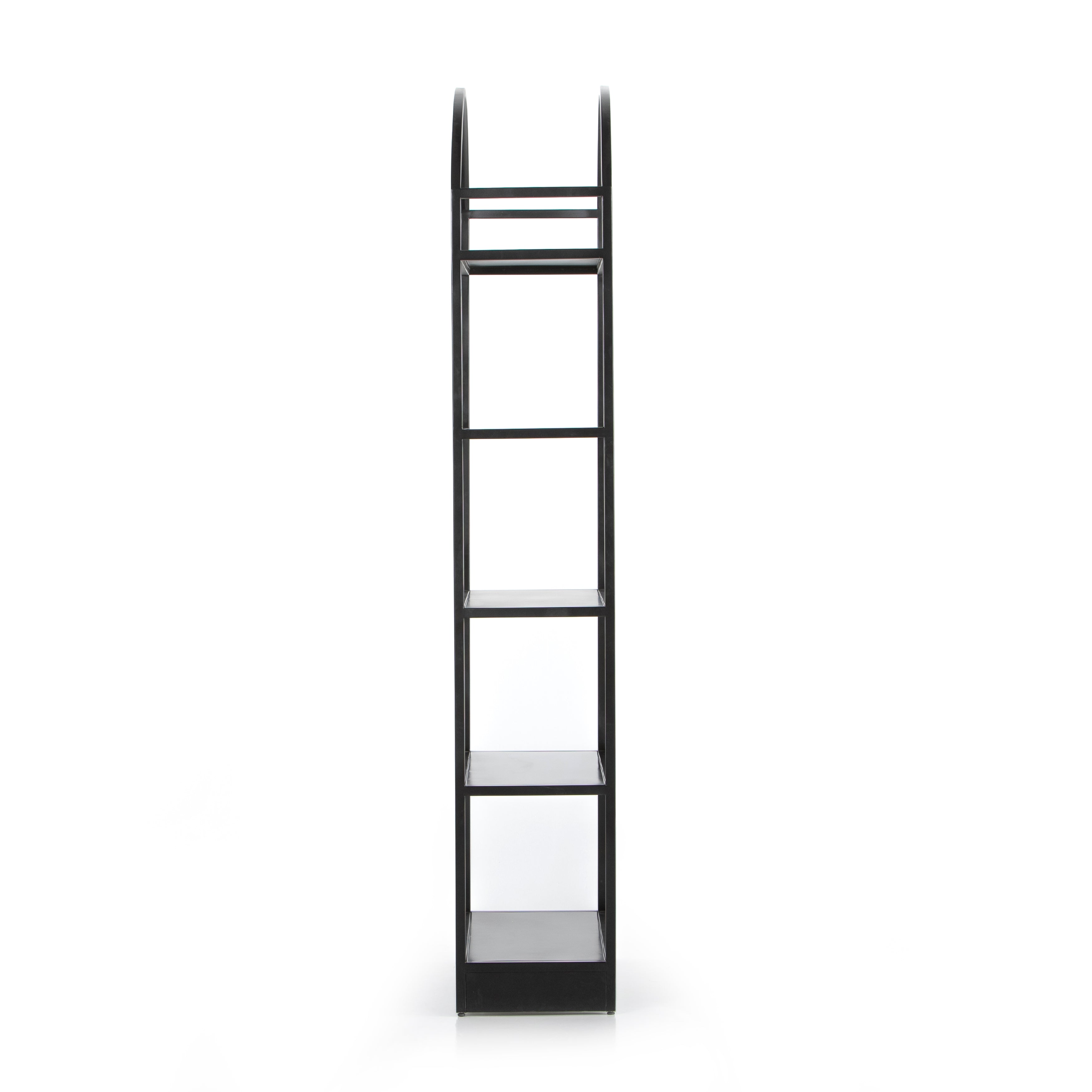 Featuring Loomis Bookcase - Black by Four Hands at Amethyst Home. This Loomis Bookcase - Black is sleek, simple and beautifully on-trend. Black-finished iron forms an airy open frame, with an arched top for modernity in any office, living, or other space!
Overall Dimensions: 39.50"W x 15.75"L x 93"H
Colors: BlackMaterials: IronWeight: 105.82 lbVolume: 50.32 c.  Amethyst Home provides interior design, new home construction design consulting, vintage area rugs, and lighting in the Boston metro area.
