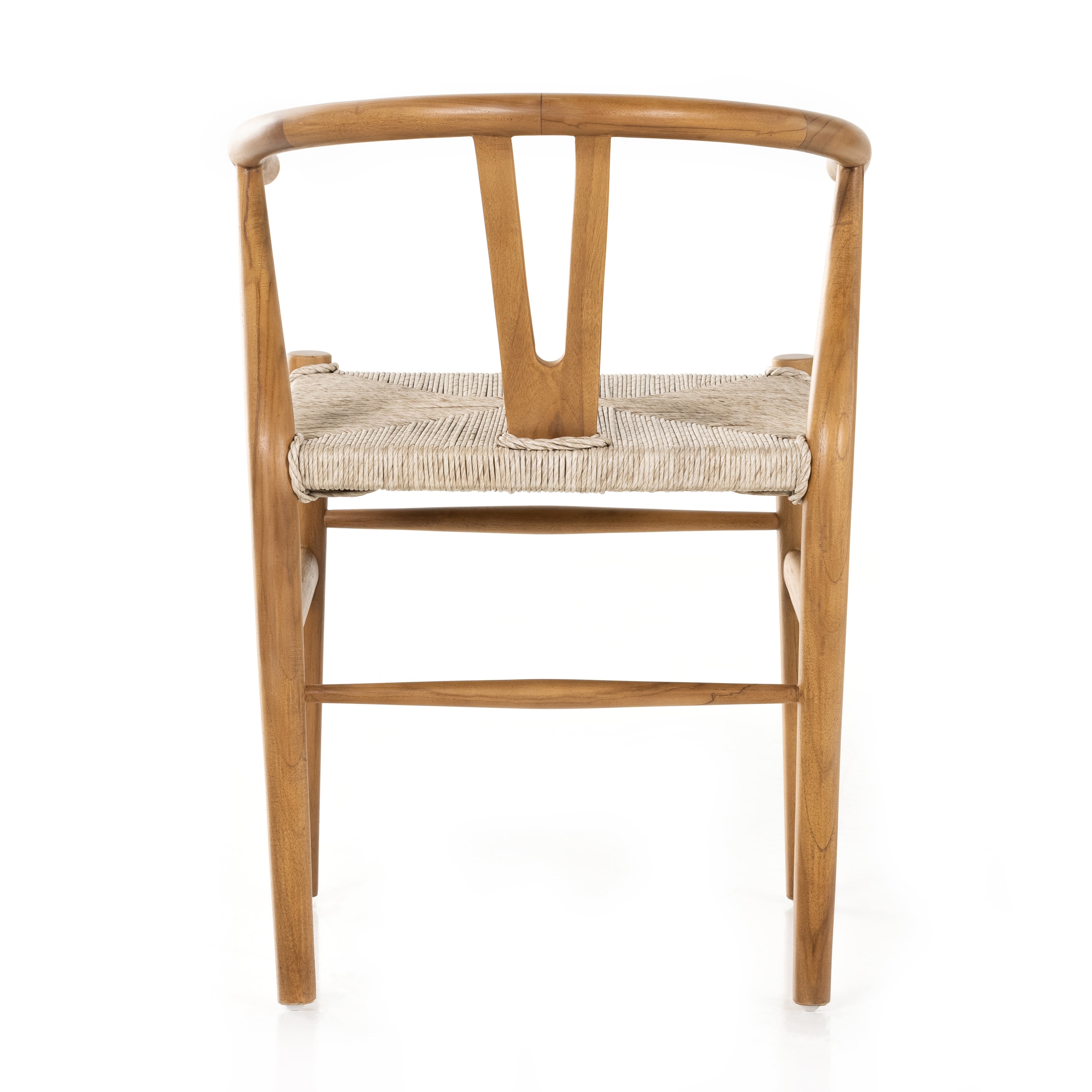 Featuring Muestra Dining Chair - Natural Teak by Four Hands at Amethyst Home. Modern curves redefine classic wishbone seating in this Muestra Dining Chair - Natural Teak. Vintage white all-weather wicker is woven for a dose of fresh texture against a neutral frame of natural teak. Cover or store indoors during inclement weather and when not in use.
Overal.  Amethyst Home provides interior design, new home construction design consulting, vintage area rugs, and lighting in the Scottsdale metro area.