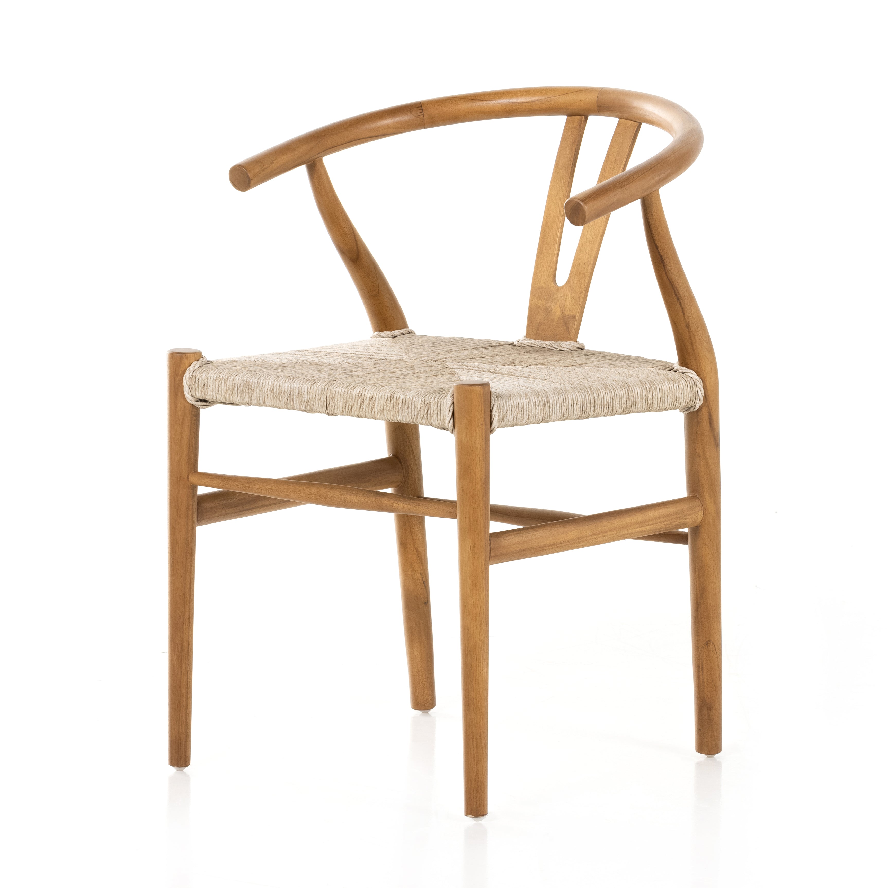 Featuring Muestra Dining Chair - Natural Teak by Four Hands at Amethyst Home. Modern curves redefine classic wishbone seating in this Muestra Dining Chair - Natural Teak. Vintage white all-weather wicker is woven for a dose of fresh texture against a neutral frame of natural teak. Cover or store indoors during inclement weather and when not in use.
Overall Dim.  Amethyst Home provides interior design, new home construction design consulting, vintage area rugs, and lighting in the Miami metro area.