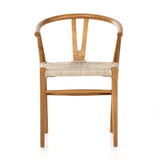 Featuring Muestra Dining Chair - Natural Teak by Four Hands at Amethyst Home. Modern curves redefine classic wishbone seating in this Muestra Dining Chair - Natural Teak. Vintage white all-weather wicker is woven for a dose of fresh texture against a neutral frame of natural teak. Cover or store indoors during inclement weather and when not in use.
Overall .  Amethyst Home provides interior design, new home construction design consulting, vintage area rugs, and lighting in the Monterey metro area.