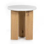 Featuring Odin Nightstand - Stucco White by Four Hands at Amethyst Home. This Odin Nightstand - Stucco White is crisp, clean and beautifully simple. Light-finished oak forms a three-leg frame for a rounded tabletop of white-finished faux concrete. 
Overall Dimensions: 22"W x 22"L x 24"H
Colors: Light Oak Veneer, Stucco WhiteMaterials: Oak Veneer, Faux Concret.  Amethyst Home provides interior design, new home construction design consulting, vintage area rugs, and lighting in the Boston metro area.