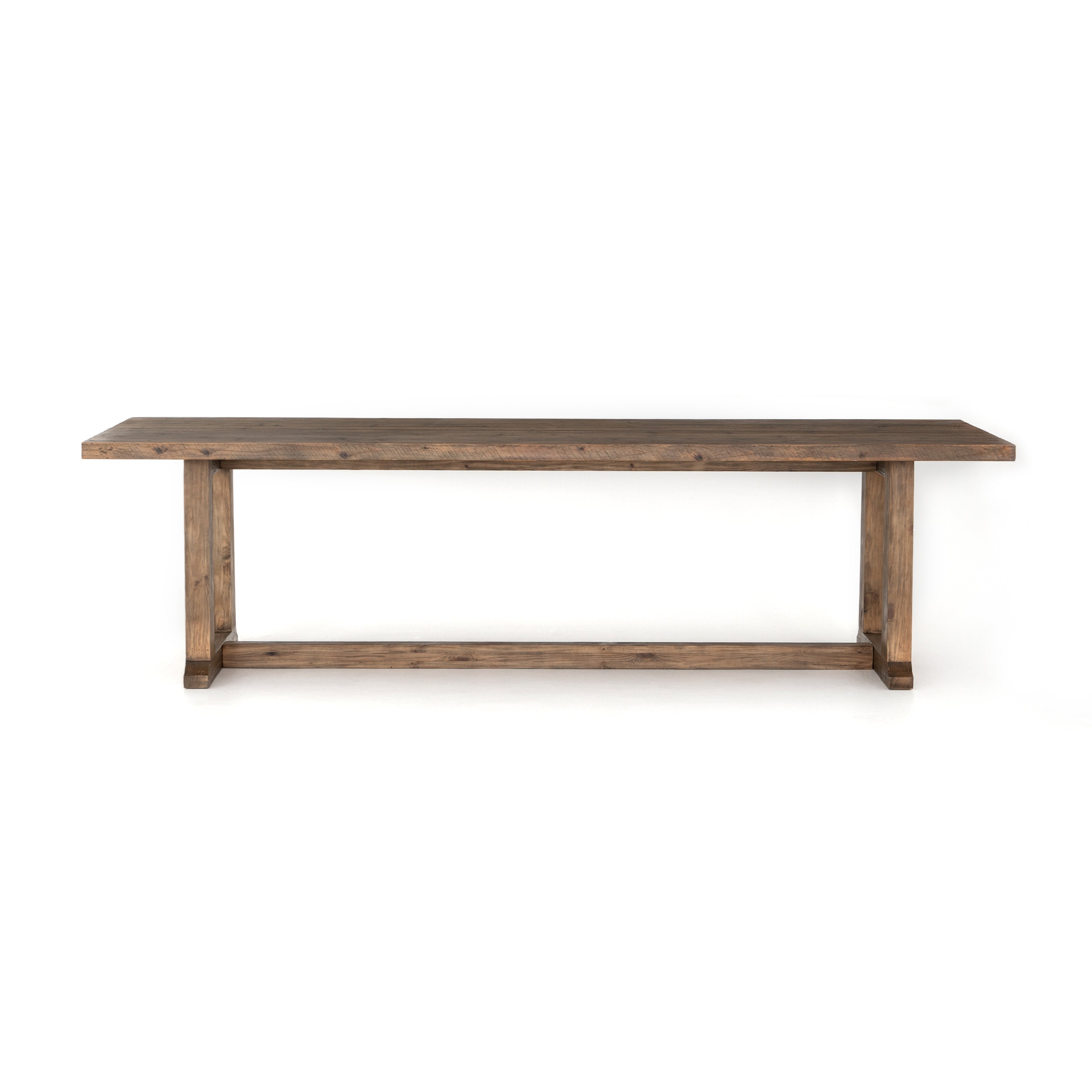 Featuring Otto Dining Table - 110" by Four Hands at Amethyst Home. Bring a traditional sense to the table with this Otto Dining Table - 110". Finished in a warm honey hue, a trestle-style base of reclaimed pine supports a rectangular top of pine, waxed and bleached for a rustic look with natural depth.
Amethyst Home celebrates natural materials, which oft.  Amethyst Home provides interior design, new home construction design consulting, vintage area rugs, and lighting in the Scottsdale metro area.