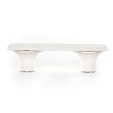 Featuring Parra Coffee Table - Plaster Molded Concrete by Four Hands at Amethyst Home. Make a monolithic statement with this Parra Coffee Table - Plaster Molded Concrete. Made from plaster-molded concrete, the pedestal-style legs support a rectangular tabletop of smooth, white-finished concrete, for a clean, adobe-inspired look.
Overall Dimensions: 59.75"W.  Amethyst Home provides interior design, new home construction design consulting, vintage area rugs, and lighting in the Charlotte metro area.