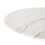 Featuring Powell 55" Dining Table - White Marble by Four Hands at Amethyst Home. We love the mixed materials found in this Powell Dining Table - White Marble. Classic tulip shaping is recast with a rustic black iron base and rounded top of white marble - a perfect addition to any dining room or kitchen! 
Overall Dimensions: 55"W x 55"L x 29.50"H
Colors: Da.  Amethyst Home provides interior design, new home construction design consulting, vintage area rugs, and lighting in the Charlotte metro area.