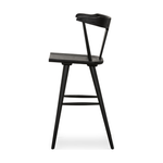 Featuring Ripley Black Oak Bar + Counter Stool by Four Hands at Amethyst Home. A fresh, bar-style take on mid-century Windsor seating is found in this Ripley Black Oak Bar + Counter Stool. Featuring a bowed, sculptural silhouette and soft black finish to highlight the natural grain of weathered oak.
Bar Overall Dimensions: 20.50"W x 20"L x 42.25"HSeat Dept.  Amethyst Home provides interior design, new home construction design consulting, vintage area rugs, and lighting in the Charlotte metro area.