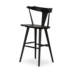 Featuring Ripley Black Oak Bar + Counter Stool by Four Hands at Amethyst Home. A fresh, bar-style take on mid-century Windsor seating is found in this Ripley Black Oak Bar + Counter Stool. Featuring a bowed, sculptural silhouette and soft black finish to highlight the natural grain of weathered oak.
Bar Overall Dimensions: 20.50"W x 20"L x 42.25"HSeat.  Amethyst Home provides interior design, new home construction design consulting, vintage area rugs, and lighting in the Salt Lake City metro area.