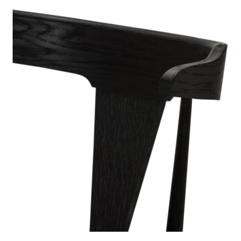 Featuring Ripley Black Oak Bar + Counter Stool by Four Hands at Amethyst Home. A fresh, bar-style take on mid-century Windsor seating is found in this Ripley Black Oak Bar + Counter Stool. Featuring a bowed, sculptural silhouette and soft black finish to highlight the natural grain of weathered oak.
Bar Overall Dimensions: 20.50"W x 20"L x 42.25"HSeat Dep.  Amethyst Home provides interior design, new home construction design consulting, vintage area rugs, and lighting in the Scottsdale metro area.