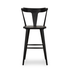 Featuring Ripley Black Oak Bar + Counter Stool by Four Hands at Amethyst Home. A fresh, bar-style take on mid-century Windsor seating is found in this Ripley Black Oak Bar + Counter Stool. Featuring a bowed, sculptural silhouette and soft black finish to highlight the natural grain of weathered oak.
Bar Overall Dimensions: 20.50"W x 20"L x 42.25"HSeat De.  Amethyst Home provides interior design, new home construction design consulting, vintage area rugs, and lighting in the Kansas City metro area.
