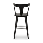 Featuring Ripley Black Oak Bar + Counter Stool by Four Hands at Amethyst Home. A fresh, bar-style take on mid-century Windsor seating is found in this Ripley Black Oak Bar + Counter Stool. Featuring a bowed, sculptural silhouette and soft black finish to highlight the natural grain of weathered oak.
Bar Overall Dimensions: 20.50"W x 20"L x 42.25"HSeat Depth.  Amethyst Home provides interior design, new home construction design consulting, vintage area rugs, and lighting in the Portland metro area.