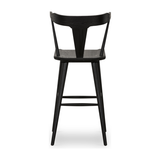 Featuring Ripley Black Oak Bar + Counter Stool by Four Hands at Amethyst Home. A fresh, bar-style take on mid-century Windsor seating is found in this Ripley Black Oak Bar + Counter Stool. Featuring a bowed, sculptural silhouette and soft black finish to highlight the natural grain of weathered oak.
Bar Overall Dimensions: 20.50"W x 20"L x 42.25"HSeat Depth.  Amethyst Home provides interior design, new home construction design consulting, vintage area rugs, and lighting in the Portland metro area.