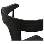 Featuring Ripley Black Oak Bar + Counter Stool by Four Hands at Amethyst Home. A fresh, bar-style take on mid-century Windsor seating is found in this Ripley Black Oak Bar + Counter Stool. Featuring a bowed, sculptural silhouette and soft black finish to highlight the natural grain of weathered oak.
Bar Overall Dimensions: 20.50"W x 20"L x 42.25"HSeat Depth: .  Amethyst Home provides interior design, new home construction design consulting, vintage area rugs, and lighting in the Boston metro area.