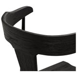 Featuring Ripley Black Oak Bar + Counter Stool by Four Hands at Amethyst Home. A fresh, bar-style take on mid-century Windsor seating is found in this Ripley Black Oak Bar + Counter Stool. Featuring a bowed, sculptural silhouette and soft black finish to highlight the natural grain of weathered oak.
Bar Overall Dimensions: 20.50"W x 20"L x 42.25"HSeat Depth: .  Amethyst Home provides interior design, new home construction design consulting, vintage area rugs, and lighting in the Boston metro area.