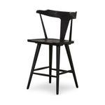 Featuring Ripley Black Oak Bar + Counter Stool by Four Hands at Amethyst Home. A fresh, bar-style take on mid-century Windsor seating is found in this Ripley Black Oak Bar + Counter Stool. Featuring a bowed, sculptural silhouette and soft black finish to highlight the natural grain of weathered oak.
Bar Overall Dimensions: 20.50"W x 20"L x 42.25"HSeat Dept.  Amethyst Home provides interior design, new home construction design consulting, vintage area rugs, and lighting in the Charlotte metro area.