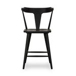 Featuring Ripley Black Oak Bar + Counter Stool by Four Hands at Amethyst Home. A fresh, bar-style take on mid-century Windsor seating is found in this Ripley Black Oak Bar + Counter Stool. Featuring a bowed, sculptural silhouette and soft black finish to highlight the natural grain of weathered oak.
Bar Overall Dimensions: 20.50"W x 20"L x 42.25"HSeat Depth: .  Amethyst Home provides interior design, new home construction design consulting, vintage area rugs, and lighting in the Boston metro area.