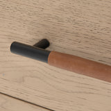 Featuring Rosedale 3 Drawer Dresser by Four Hands at Amethyst Home. The light-finished oak of this Rosedale 3 Drawer Dresser brings a clean, brightness to any room. We love how the three spacious drawers have iron hardware wrapped in a gorgeous, tan leather. The dimension legs with iron connecting them bring a unique look to your bedroom or other area.  Amethyst Home provides interior design, new home construction design consulting, vintage area rugs, and lighting in the Salt Lake City metro area.