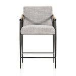 Featuring Rowen Thames Raven Counter Stool by Four Hands at Amethyst Home. We love the textural grey seating upholstered in a high-performance fabric on this Rowen Thames Raven Counter Stool. The angular solid oak arms and black-finished stainless steel framing is perfectly sized to elevate your bar or counter space.
Counter Stool Overall Dimensions: 23"W .  Amethyst Home provides interior design, new home construction design consulting, vintage area rugs, and lighting in the Calabasas metro area.