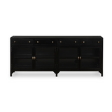 Featuring Shadow Box Media Console Table by Four Hands at Amethyst Home. This Shadow Box Media Console Table gives your inner collector a place to play. Frame prized possessions in a glass enclosure with matte-black metal and brass knobs.
Overall Dimensions: 69"W x 18"L x 29.25"H
Colors: Black, Tempered GlassMaterials: Iron, Tempered GlassWeight: 206.13 lbVo.  Amethyst Home provides interior design, new home construction design consulting, vintage area rugs, and lighting in the Houston metro area.