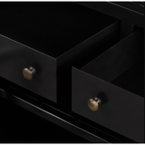 Featuring Shadow Box Media Console Table by Four Hands at Amethyst Home. This Shadow Box Media Console Table gives your inner collector a place to play. Frame prized possessions in a glass enclosure with matte-black metal and brass knobs.
Overall Dimensions: 69"W x 18"L x 29.25"H
Colors: Black, Tempered GlassMaterials: Iron, Tempered GlassWeight: 206.1.  Amethyst Home provides interior design, new home construction design consulting, vintage area rugs, and lighting in the Winter Garden metro area.