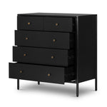 Featuring Soto 5 Drawer Dresser - Black by Four Hands at Amethyst Home. Bring a clean, beautifully industrial look to the bedroom with this Soto 5 Drawer Dresser - Black!  The roomy five-drawer dresser is made from black-finished iron, featuring bronzed iron hardware to elevate the look of any bedroom!
Overall Dimensions: 36"W x 19"L x 38.50"H
Colors: Blac.  Amethyst Home provides interior design, new home construction design consulting, vintage area rugs, and lighting in the Calabasas metro area.