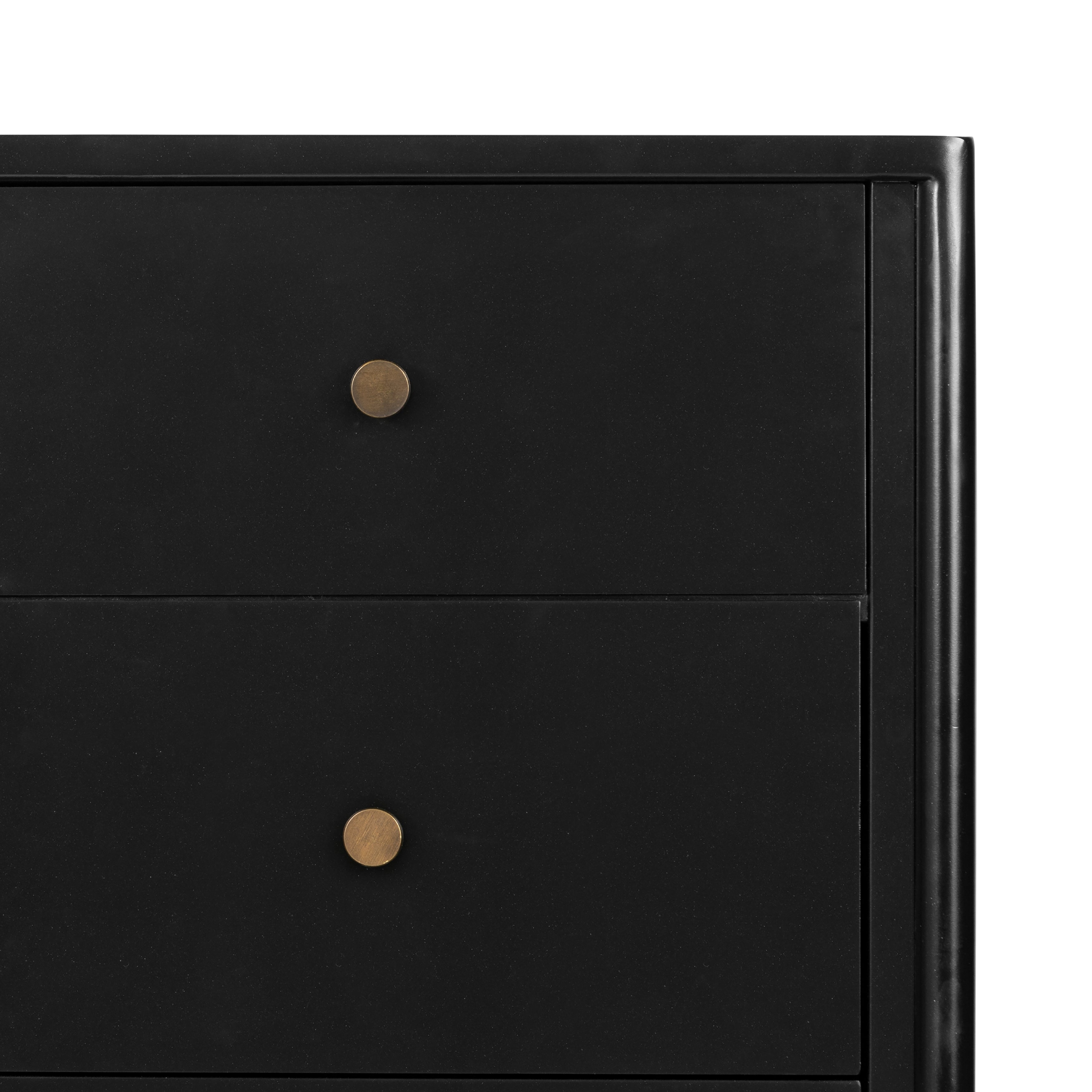 Featuring Soto 5 Drawer Dresser - Black by Four Hands at Amethyst Home. Bring a clean, beautifully industrial look to the bedroom with this Soto 5 Drawer Dresser - Black!  The roomy five-drawer dresser is made from black-finished iron, featuring bronzed iron hardware to elevate the look of any bedroom!
Overall Dimensions: 36"W x 19"L x 38.50"H
Colors:.  Amethyst Home provides interior design, new home construction design consulting, vintage area rugs, and lighting in the Salt Lake City metro area.