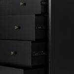 Featuring Soto 5 Drawer Dresser - Black by Four Hands at Amethyst Home. Bring a clean, beautifully industrial look to the bedroom with this Soto 5 Drawer Dresser - Black!  The roomy five-drawer dresser is made from black-finished iron, featuring bronzed iron hardware to elevate the look of any bedroom!
Overall Dimensions: 36"W x 19"L x 38.50"H
Colors: B.  Amethyst Home provides interior design, new home construction design consulting, vintage area rugs, and lighting in the Laguna Beach metro area.