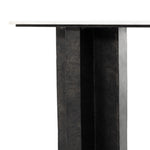Featuring Terrell Console Table - Raw Black by Four Hands at Amethyst Home. Finished in a raw black, uniquely angular cast aluminum legs, this Terrell Console Table - Raw Black showcases a rectangular tabletop of solid marble in a clean, polished white. We'd love to see this in an entryway or behind a sofa. 
Overall Dimensions: 51"W x 17"L x 31.25"H
Colors: Ra.  Amethyst Home provides interior design, new home construction design consulting, vintage area rugs, and lighting in the Omaha metro area.