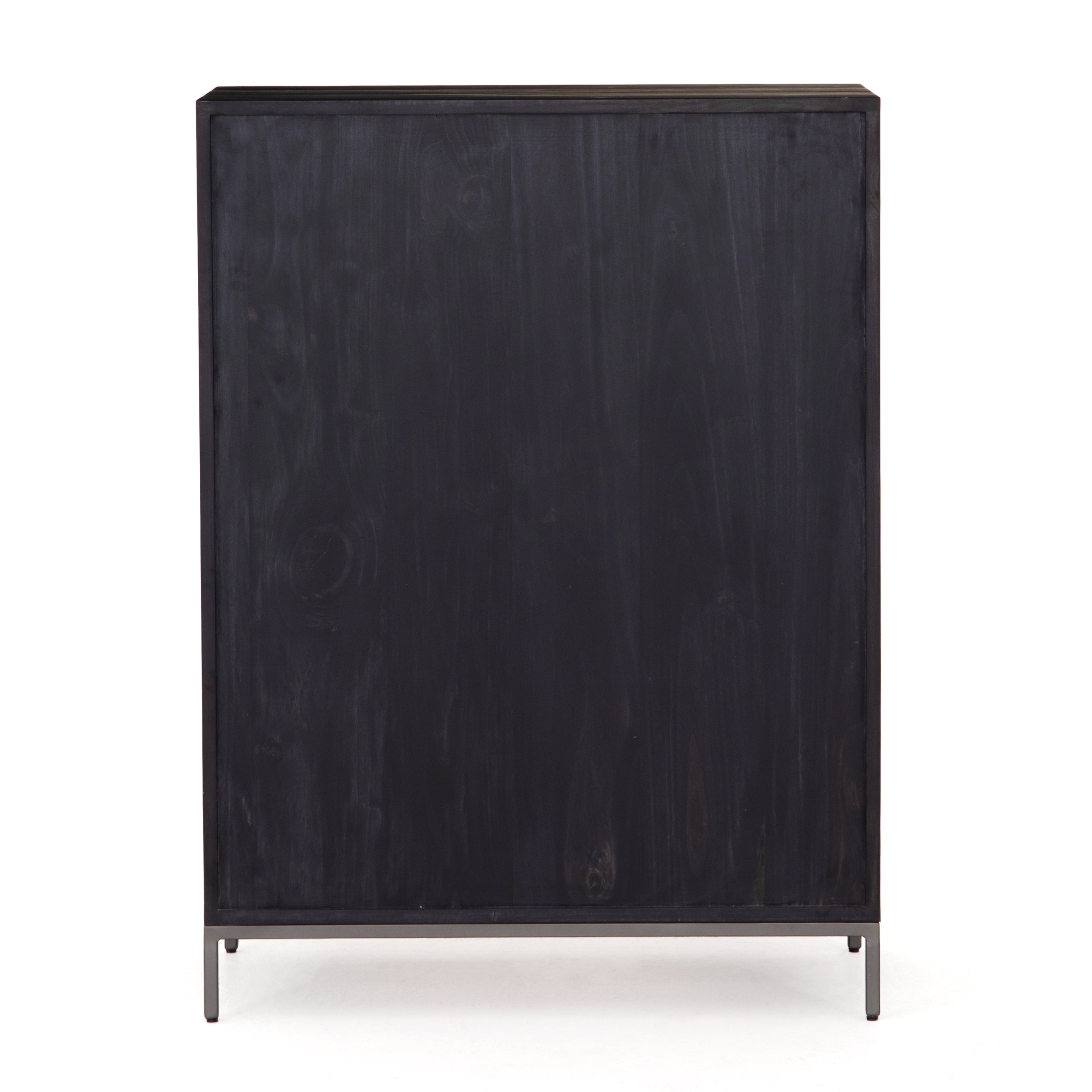 Featuring Trey 5 Drawer Dresser - Black Wash Poplar by Four Hands at Amethyst Home. The toffee leather handles of this Trey 5 Drawer Dresser - Black Wash Poplar bring a classy pop of color and texture to the space. A stylish dresser of black-washed poplar offers plenty of bedroom storage space thanks to five spacious drawers. 
Overall Dimensions: 36"W x 18.  Amethyst Home provides interior design, new home construction design consulting, vintage area rugs, and lighting in the Park City metro area.