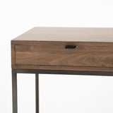 Featuring Trey Desk System - Auburn Poplar by Four Hands at Amethyst Home. This Trey Desk System - Auburn Poplar offers plenty of desk storage by way of three spacious drawers. Metal-secured leather pulls add a textural element of surprise to the drawers for handy storage of legal and letter sized documents - a must have for any office space!
With Fili.  Amethyst Home provides interior design, new home construction design consulting, vintage area rugs, and lighting in the Winter Garden metro area.