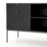 Featuring Trey Modular Filing Credenza - Black Poplar by Four Hands at Amethyst Home. Inspired by clean mid-century design, this Trey Modular Filing Credenza - Black Poplar brings generous storage space to the modern office, with a fully finished back pus metal-secured leather pulls for an element of surprise. Great solo or paired with matching desk or filin.  Amethyst Home provides interior design, new home construction design consulting, vintage area rugs, and lighting in the Seattle metro area.