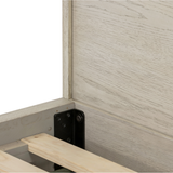 Featuring Viggo Bed by Four Hands at Amethyst Home. Finished in a beautifully light vintage white this Viggo Bed is a low, clean-lined oak bed featuring inset panel detailing on head and foot boards plus side rails, for an elegant, angular look for any bedroom. 
Colors: Vintage White Oak, Vintage White Oak SolidMaterials: Oak Veneer, Solid Oak
Queen Overa.  Amethyst Home provides interior design, new home construction design consulting, vintage area rugs, and lighting in the Alpharetta metro area.