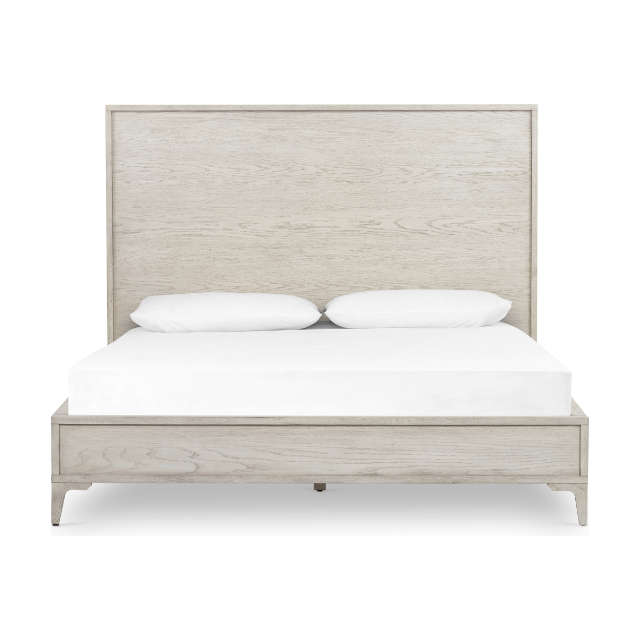 Featuring Viggo Bed by Four Hands at Amethyst Home. Finished in a beautifully light vintage white this Viggo Bed is a low, clean-lined oak bed featuring inset panel detailing on head and foot boards plus side rails, for an elegant, angular look for any bedroom. 
Colors: Vintage White Oak, Vintage White Oak SolidMaterials: Oak Veneer, Solid Oak
Queen Overall Di.  Amethyst Home provides interior design, new home construction design consulting, vintage area rugs, and lighting in the Miami metro area.