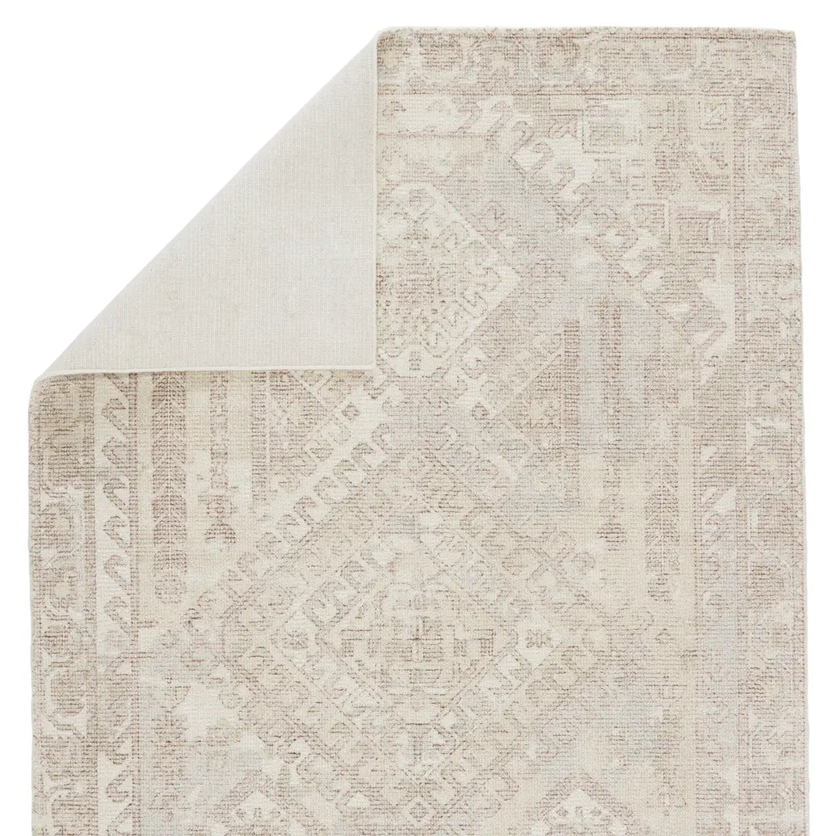 Featuring Blythe Arlowe Silver Birch / Winter White Rug by Jaipur Living at Amethyst Home. The handwoven Blythe Arlowe Silver Birch / Winter White Area Rug features a cut-loop pile and soft-yet-textured feel. Transitional, soft colors balance more tribal patterns for a look that is both statement-making and grounding at the same time. The cream and light t.  Amethyst Home provides interior design, new home construction design consulting, vintage area rugs, and lighting in the Park City metro area.