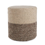 Featuring Folke Micco Partridge Pouf by Jaipur Living at Amethyst Home. Cozy and stylish in the same moment, this FFolke Micco Partridge Pouf boasts the soft and inviting texture of the on-trend shearling look. Crafted of wool, the cylinder Micco pouf showcases boucle details and a color-blocked design. The heathered brown and cream colorway offers a perfe.  Amethyst Home provides interior design, new home construction design consulting, vintage area rugs, and lighting in the Charlotte metro area.