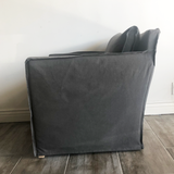 This chair is pure and simple! The Jan Chair by Verellen comes standard with spring down seat construction, boxed style back pillow with inside out stitch detail, and a double needle stitch detail. It's also available to order as a swivel and in the fabric of your choice.  Overall Height: 30” • Overall Width: 30” • Arm Height: 25” • Seat Height: 21” • Exterior Depth: 31” • Seat Depth: 19” • Inside Seat Depth: 25.5”