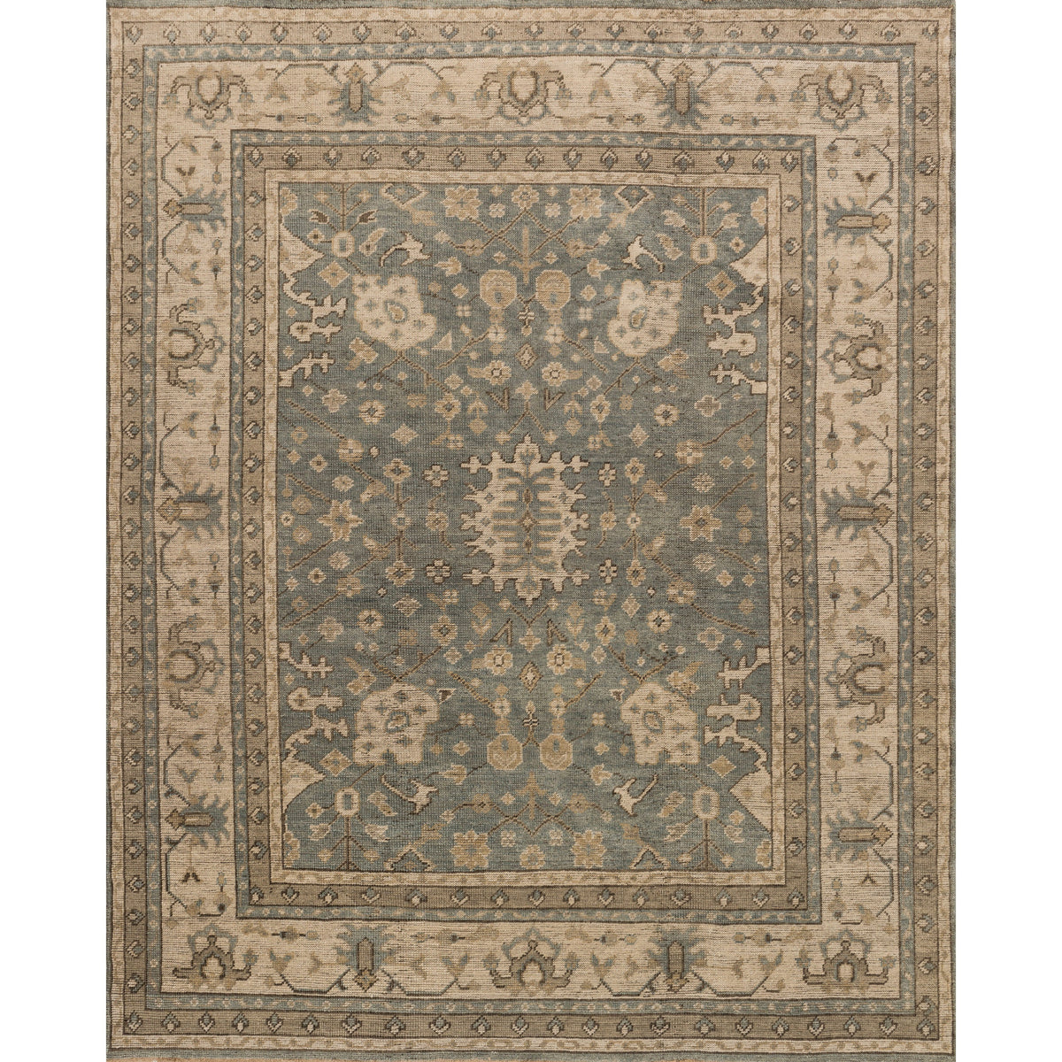 Heirloom Aqua / Stone Hand-Knotted Rug
