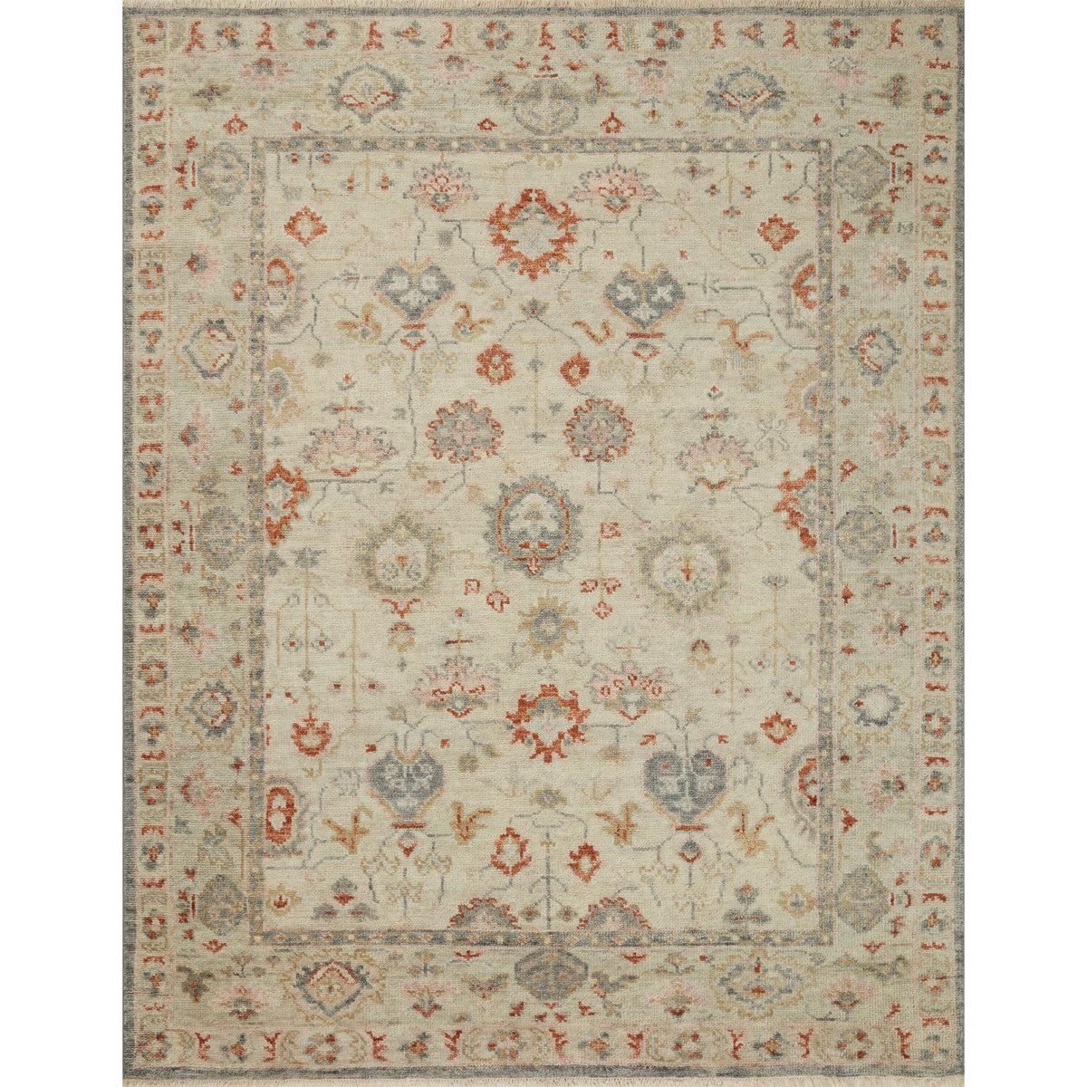 Helena Beige / Rust Hand-Knotted Rug