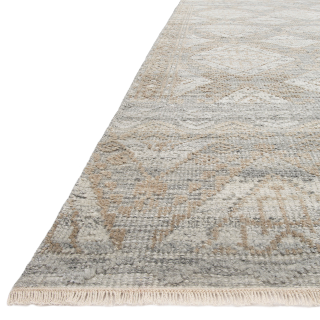 Featuring Idris Granite/Sand Hand-Knotted Rug by Loloi at Amethyst Home. The Idris Granite/Sand area rug from Loloi is meticulously hand-knotted of viscose and wool. You will love this rug because the rug is:
Perfect for entryways, living rooms, and bedrooms
Easy to clean and maintain
Gorgeous with the intricate pattern and patina
Warms up any room with.  Amethyst Home provides interior design, new home construction design consulting, vintage area rugs, and lighting in the Kansas City metro area.