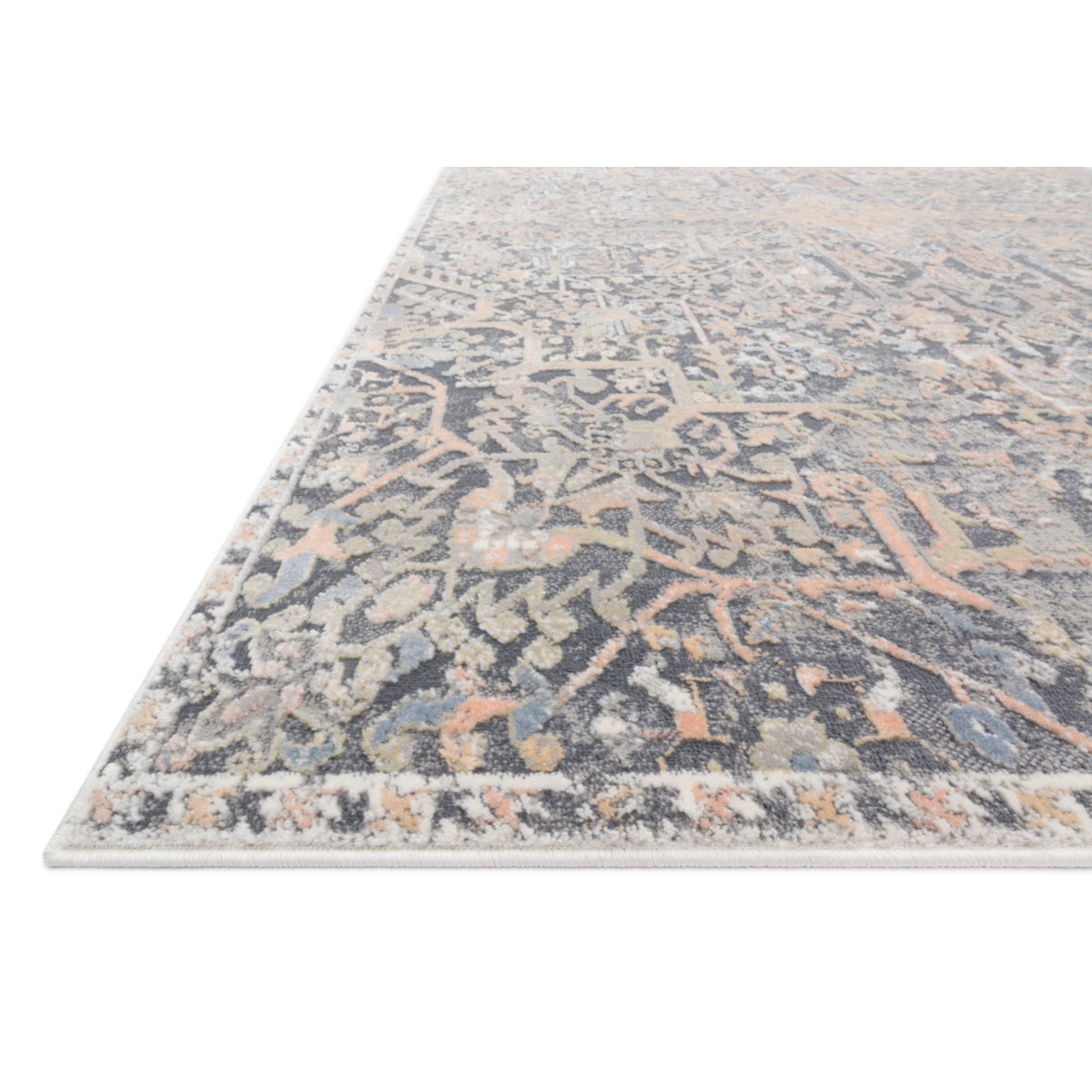 Featuring Lucia Charcoal/Multi Rug by Loloi at Amethyst Home. The Lucia Collection is a beautifully rich statement piece to add a layer of sophistication to any room. Power-loomed of polypropylene & polyester with a high/low pile and a curated color palette for a high-end look at an affordable price.
Power Loomed41% Polypropylene | 59% PolyesterLUC-02 Charcoa.  Amethyst Home provides interior design, new home construction design consulting, vintage area rugs, and lighting in the Austin metro area.