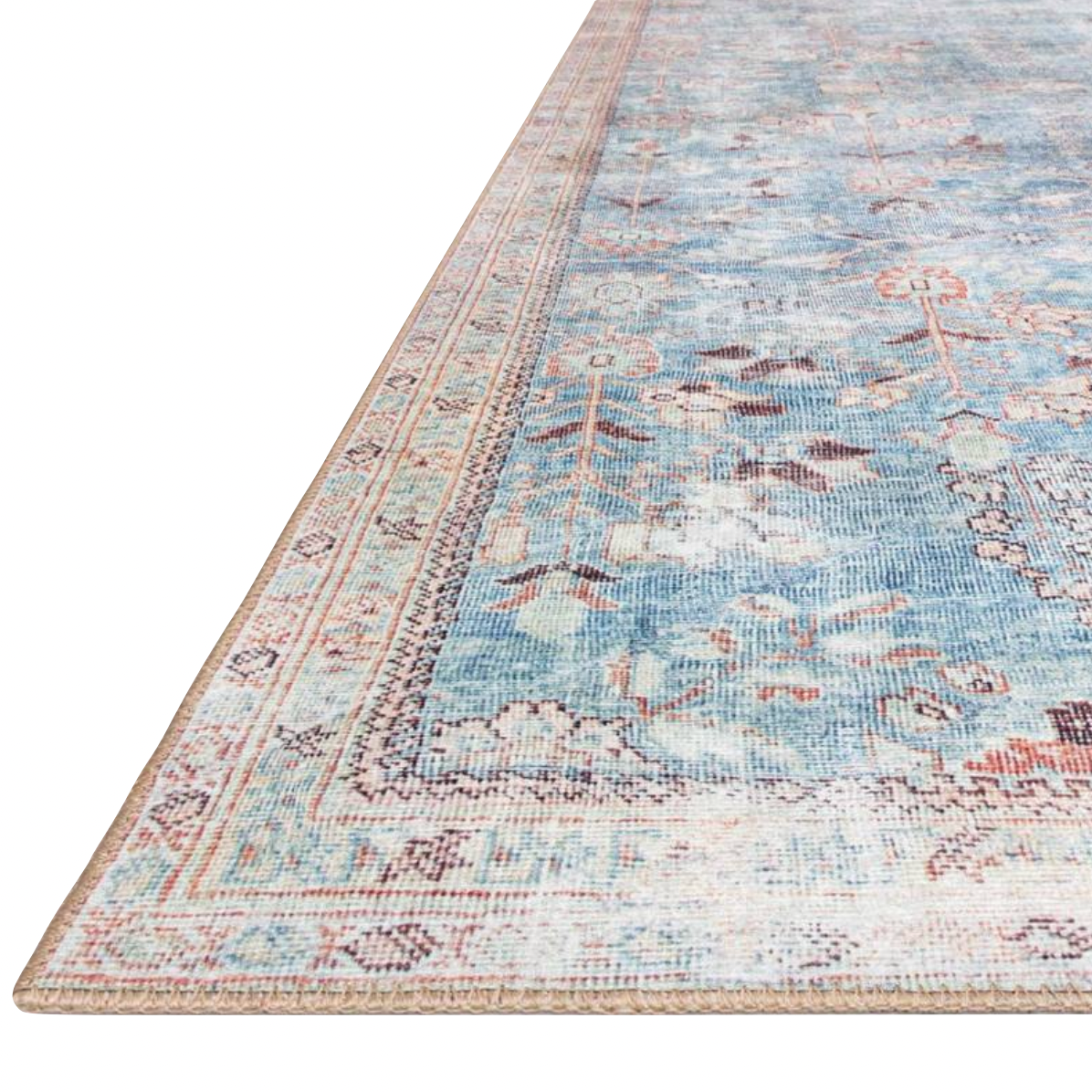 Featuring Wynter Teal / Multi Rug by Loloi at Amethyst Home. Old soul, new spirit. Power-loomed of 100% polyester, the Wynter Teal / Multi area rug showcases a one-of-a-kind vintage or antique area rug look at an affordable price. This rug brings in tones of blue, ivory, and pink and ideal for high traffic areas due to the rug's durability. The rug is per.  Amethyst Home provides interior design, new home construction design consulting, vintage area rugs, and lighting in the Des Moines metro area.