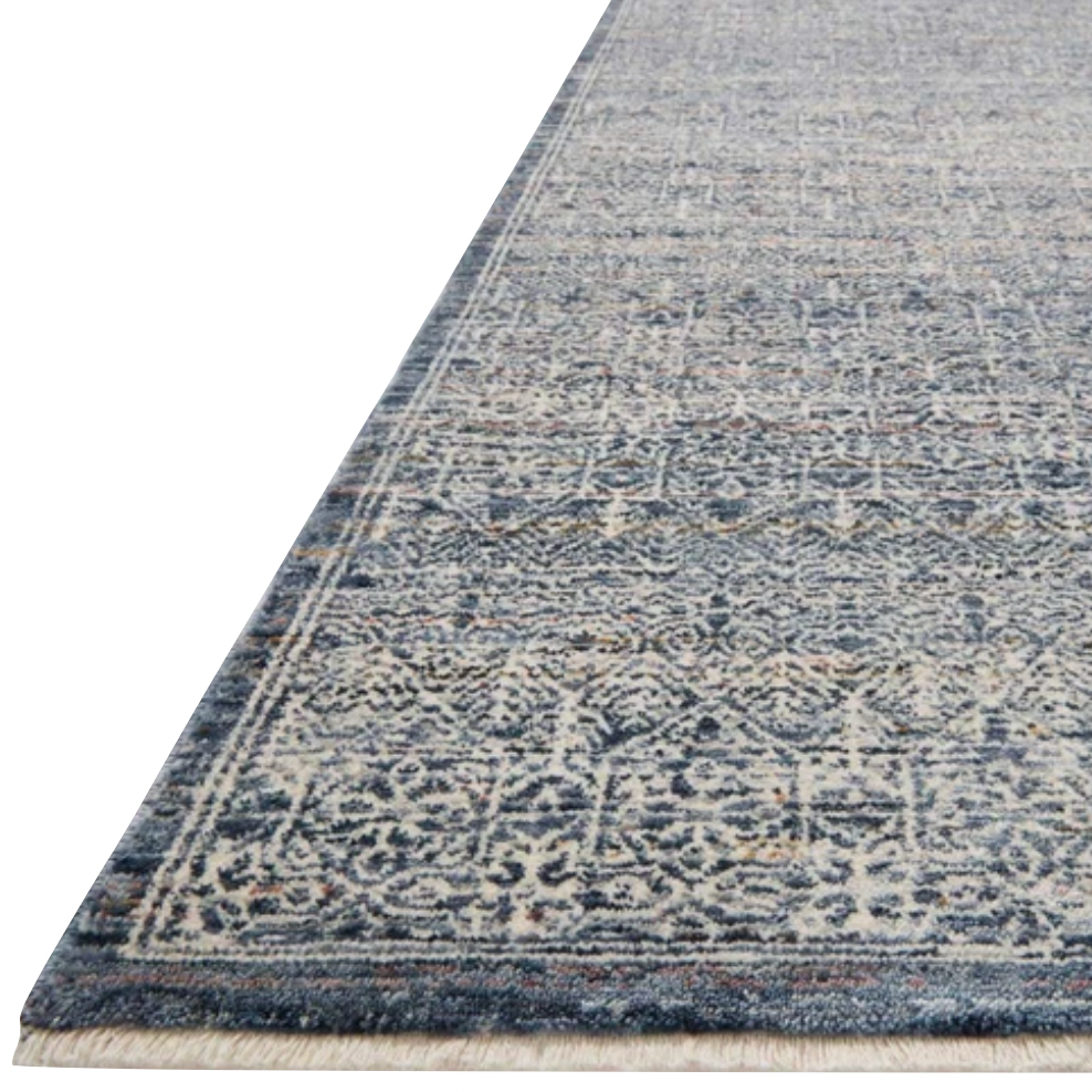 Featuring Zuma Amber Lewis x Loloi Denim / Ivory Rug by Loloi at Amethyst Home. Stain-resistant, fade-resistant, and long-lasting, the Zuma Collection for Amber Lewis x Loloi features a soft pile in a serene grey, blue and ivory palette. Zuma also carries the Okeo-Tex® label, ensuring the rug's materials do not contain harmful substances.
Power Loomed100% Poly.  Amethyst Home provides interior design, new home construction design consulting, vintage area rugs, and lighting in the Omaha metro area.