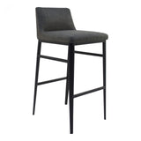 The low-backed profile of the Baron Counter + Bar Stool - Charcoal gives a stylish and compact aesthetic. The charcoal-grey mix upholstery adds texture and sophistication to your dining or kitchen space.