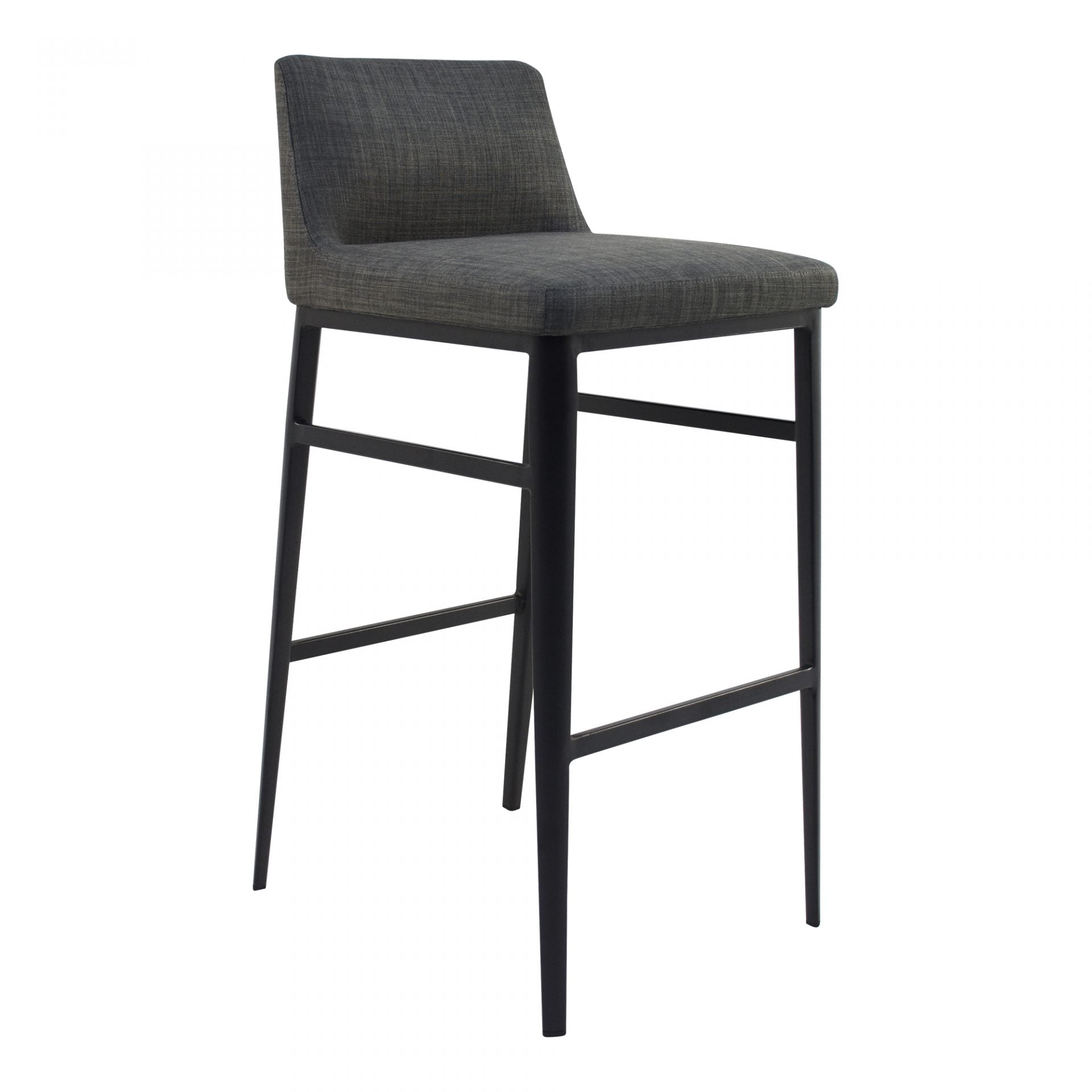 The low-backed profile of the Baron Counter + Bar Stool - Charcoal gives a stylish and compact aesthetic. The charcoal-grey mix upholstery adds texture and sophistication to your dining or kitchen space.