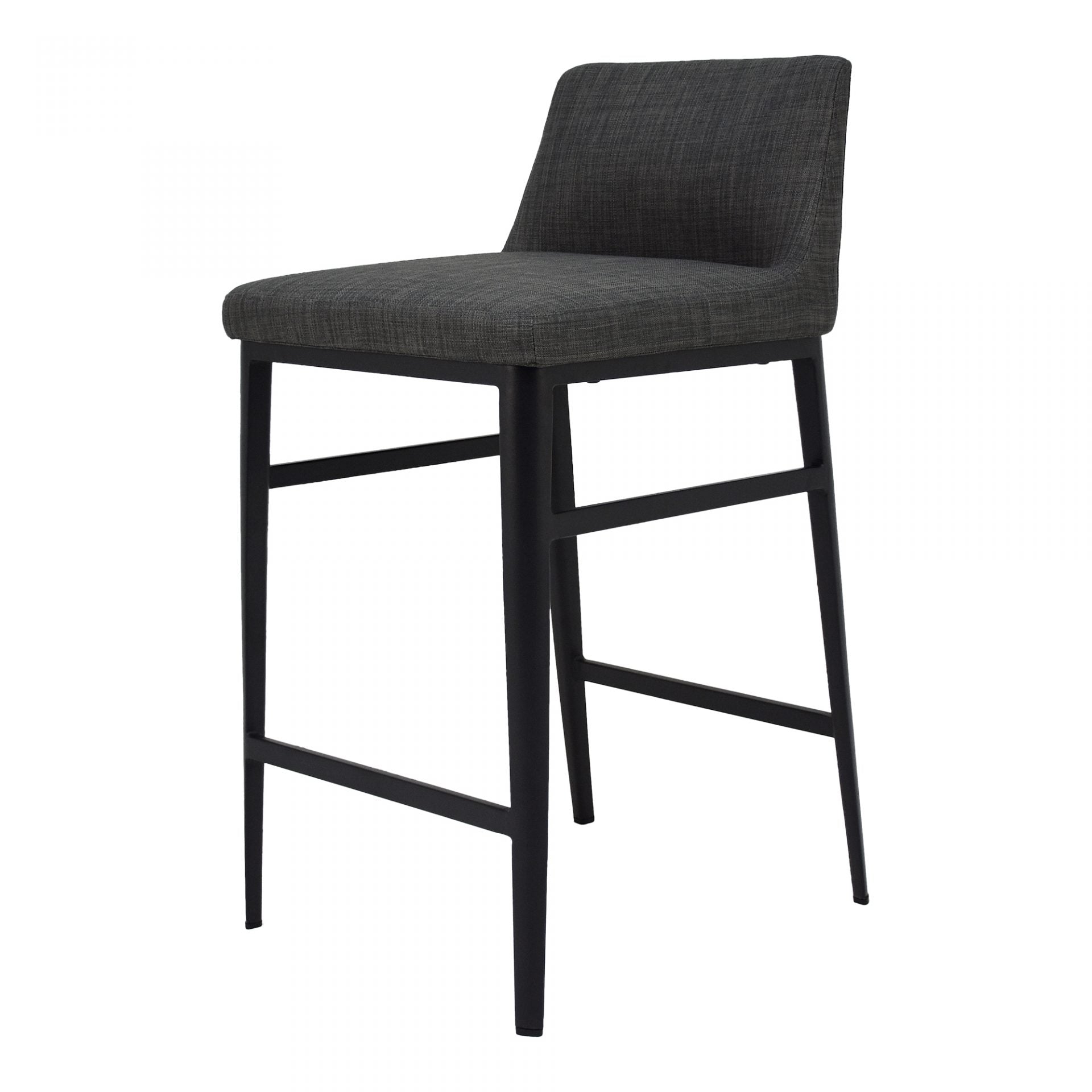 The low-backed profile of the Baron Counter + Bar Stool - Charcoal gives a stylish and compact aesthetic. The charcoal-grey mix upholstery adds texture and sophistication to your dining or kitchen space.