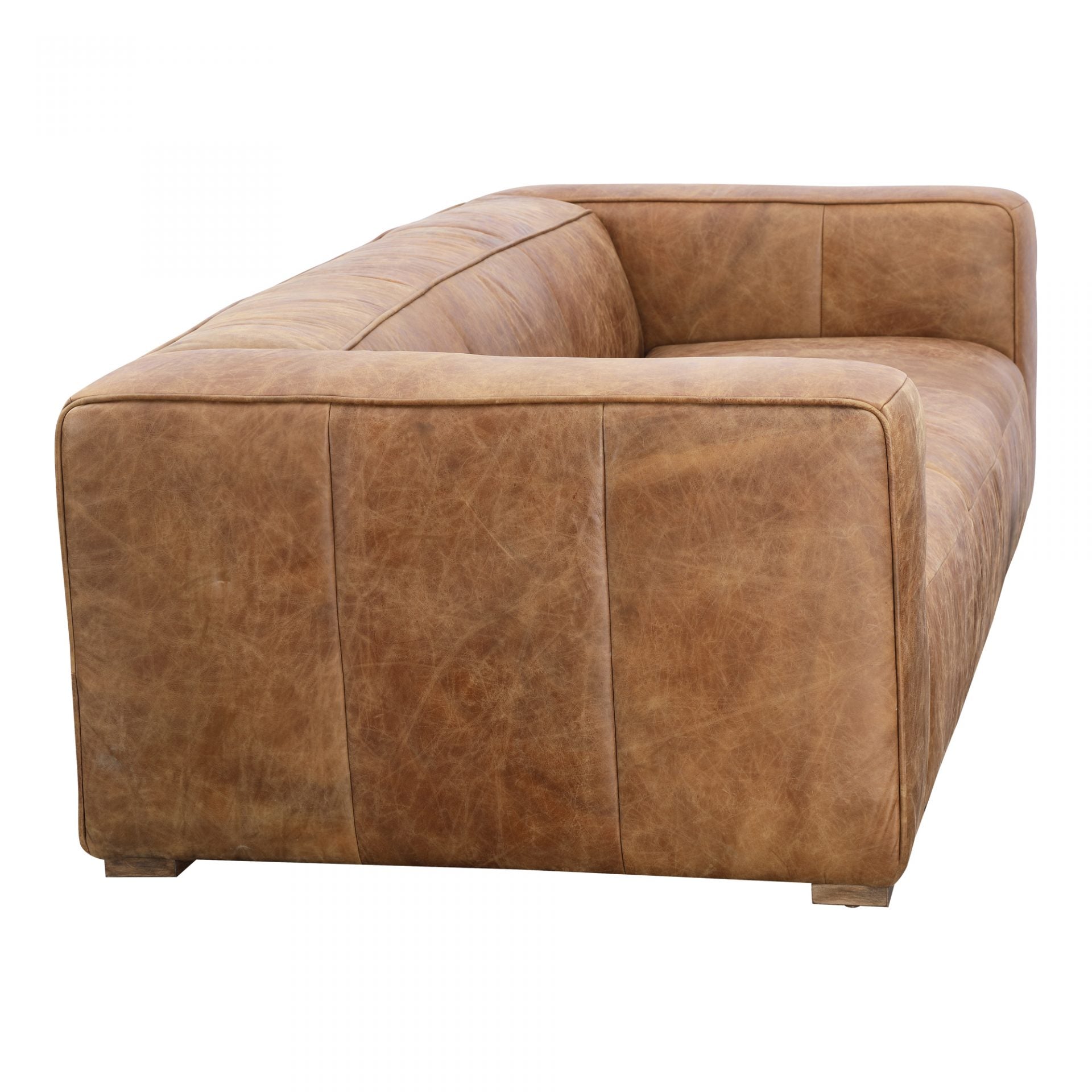 The Bolton Sofa's top-grain leather and minimalistic design combine to make a great first impression. With an ample seating area that will comfortably fit four people, this top-grain leather sofa is perfect for catching up with friends or on some much-needed sleep.  Size: 101"W x 44.5"D x 27.5"H